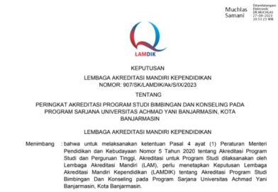 SK. Akreditasi Prodi BK Tahun 2023